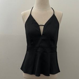 Express Plunge Neck Peplum Halter Top Size 10 NWT